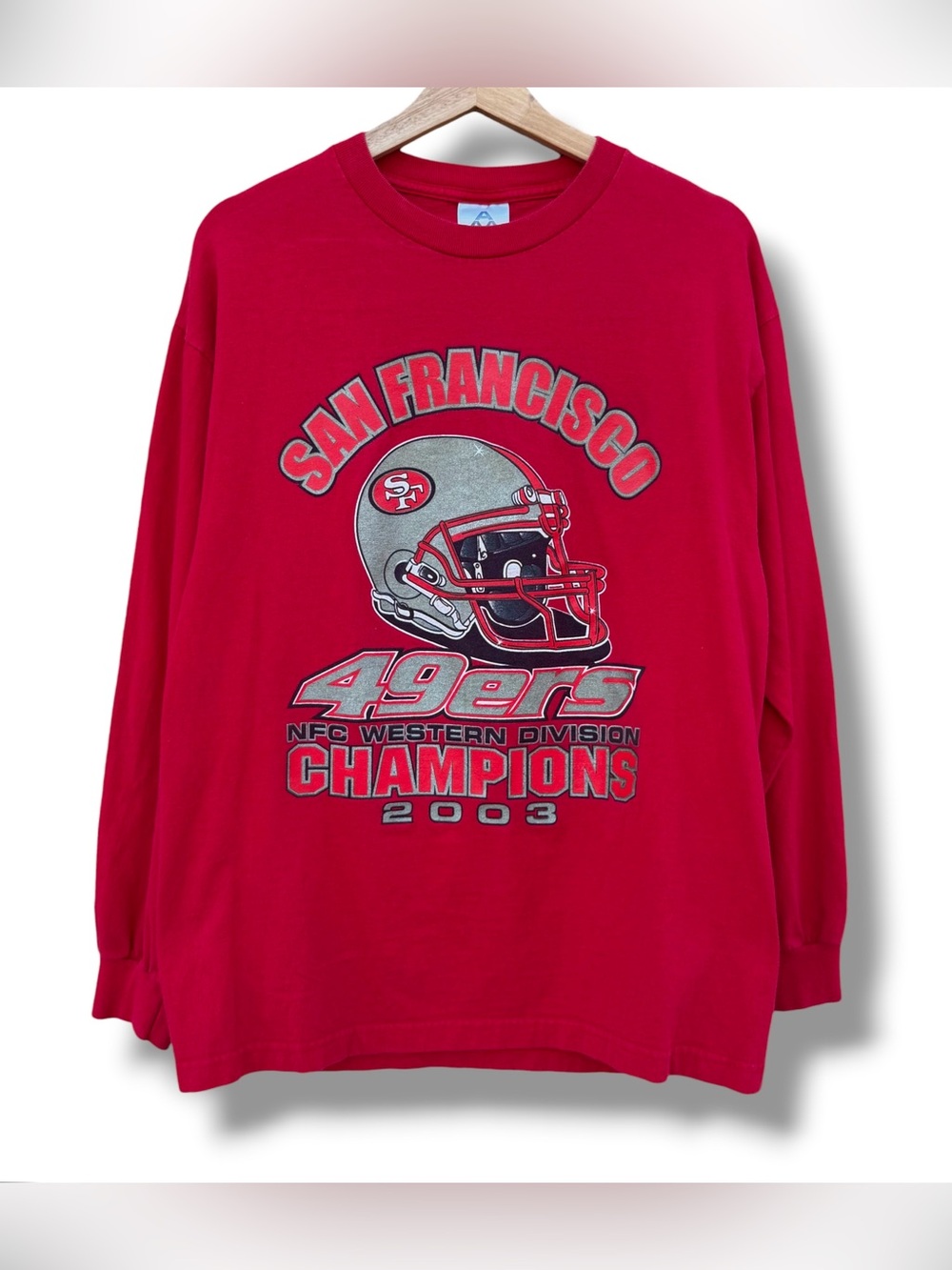 Vintage 2003 San Francisco 49ers Long Sleeve T-Shirt Red Size Large Double Sided